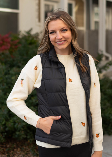 Avry Black Puff Vest