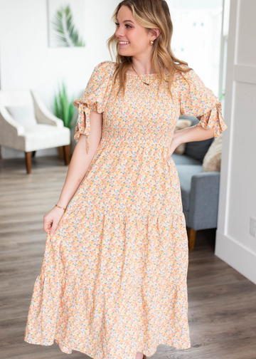 Azalea Peach Floral Dress