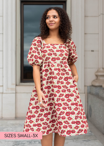 Brylee Red Floral Dress