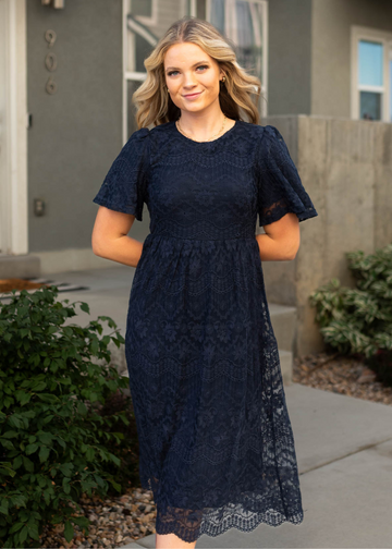 Cassandra Navy Lace Dress