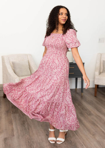 Celeste Blush Floral Tiered Dress