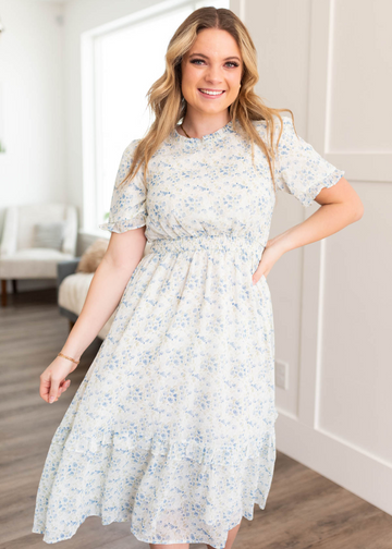 Chloe Blue Ivory Floral Dress