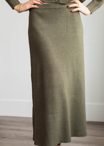 Clarissa Dark Olive Knit Skirt