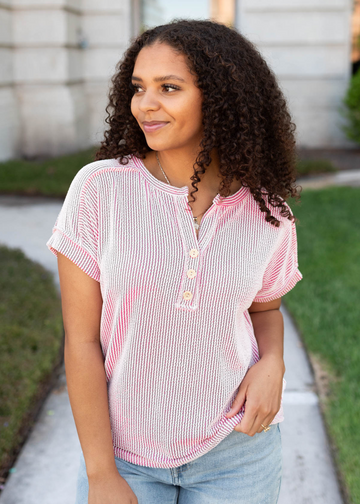 Cora Pink Ribbed Top