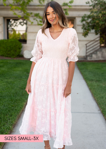 Cynthia Blush V-Neck Maxi Dress
