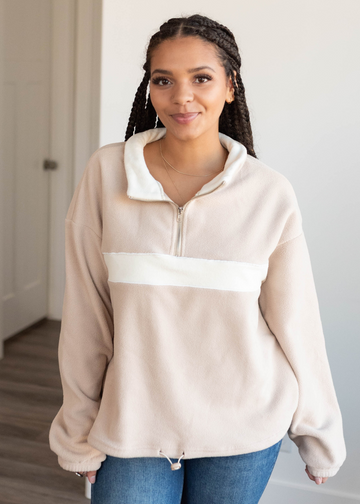 Daja Taupe Half Zip Pullover