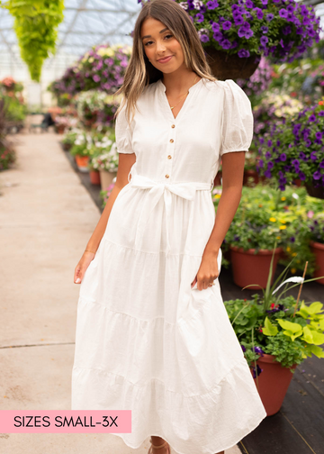 Dannah Off White Button Up Dress