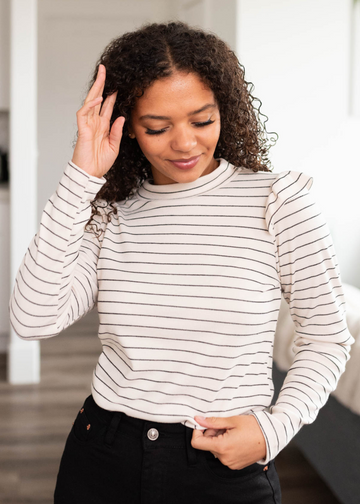 Demi Ivory Stripe Ruffle Top