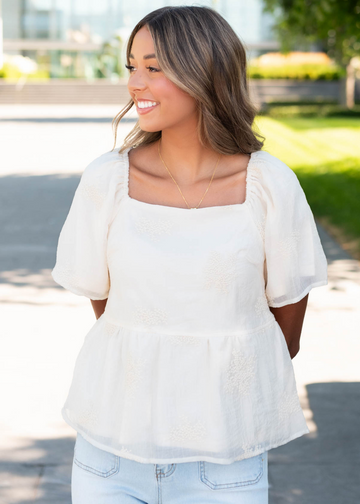 Ella Cream Floral Peplum Top