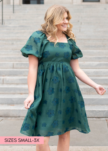 India Hunter Green Floral Dress
