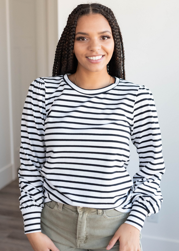 Julie Black Stripe Long Sleeve Top