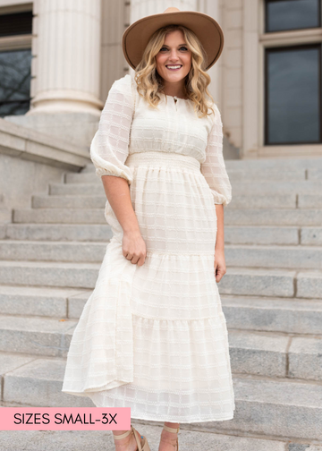 Kiah Cream Glitter Maxi Dress