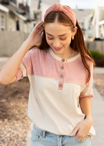 Kim Mauve Color Block Top
