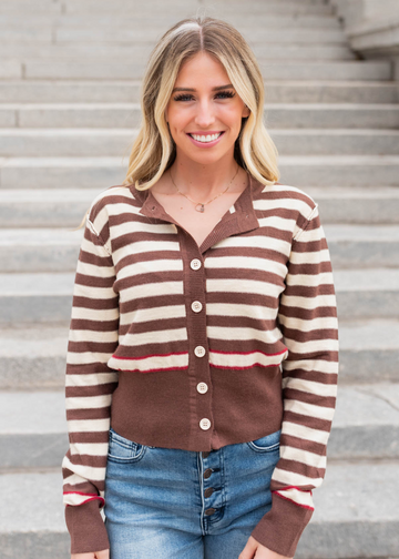 Lana Brown Button Down Sweater