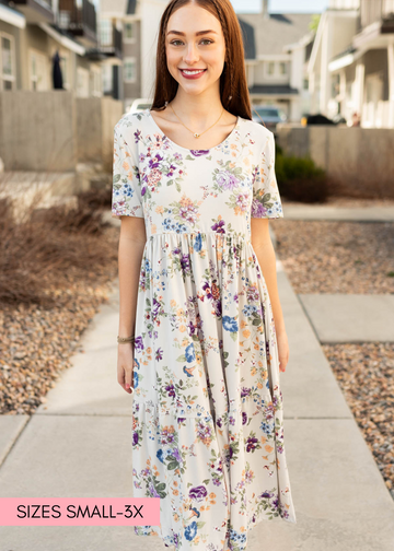 Lexy Grey Floral Dress