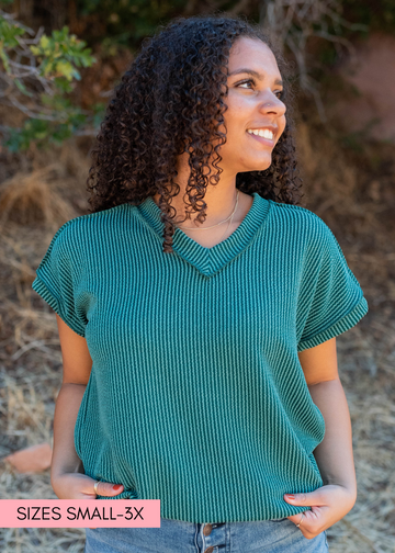 Liliana Hunter Green Ribbed Top