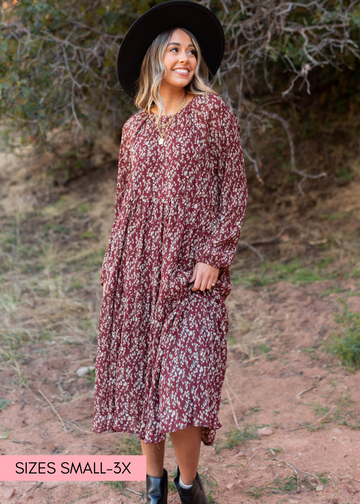 Orla Burgundy Floral Dress