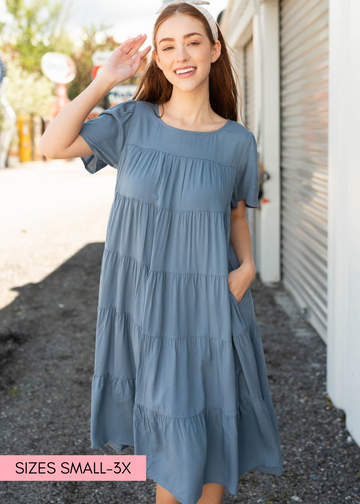 Rachel Navy Tiered Dress