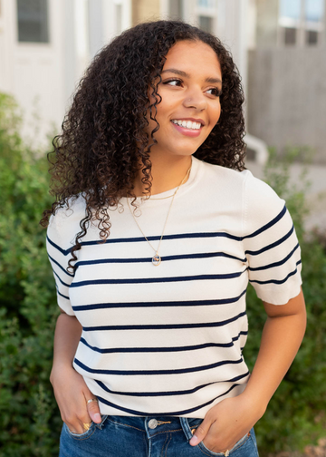 Ranae Navy Stripe Top