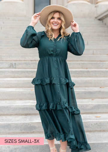 Raylene Hunter Green Tiered Dress