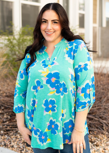 Sandra Green Floral Top
