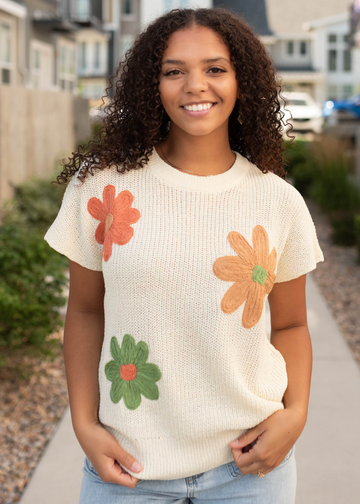Sawyer Cream Floral Sweater Vest