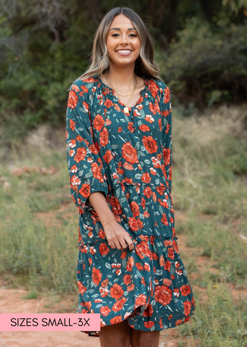 Zia Teal Floral Dress