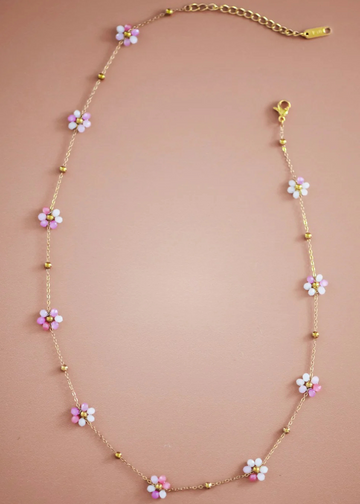 Mallory 18K Pink Floral Necklace