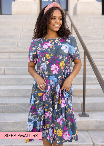 Bonnie Navy Floral Dress