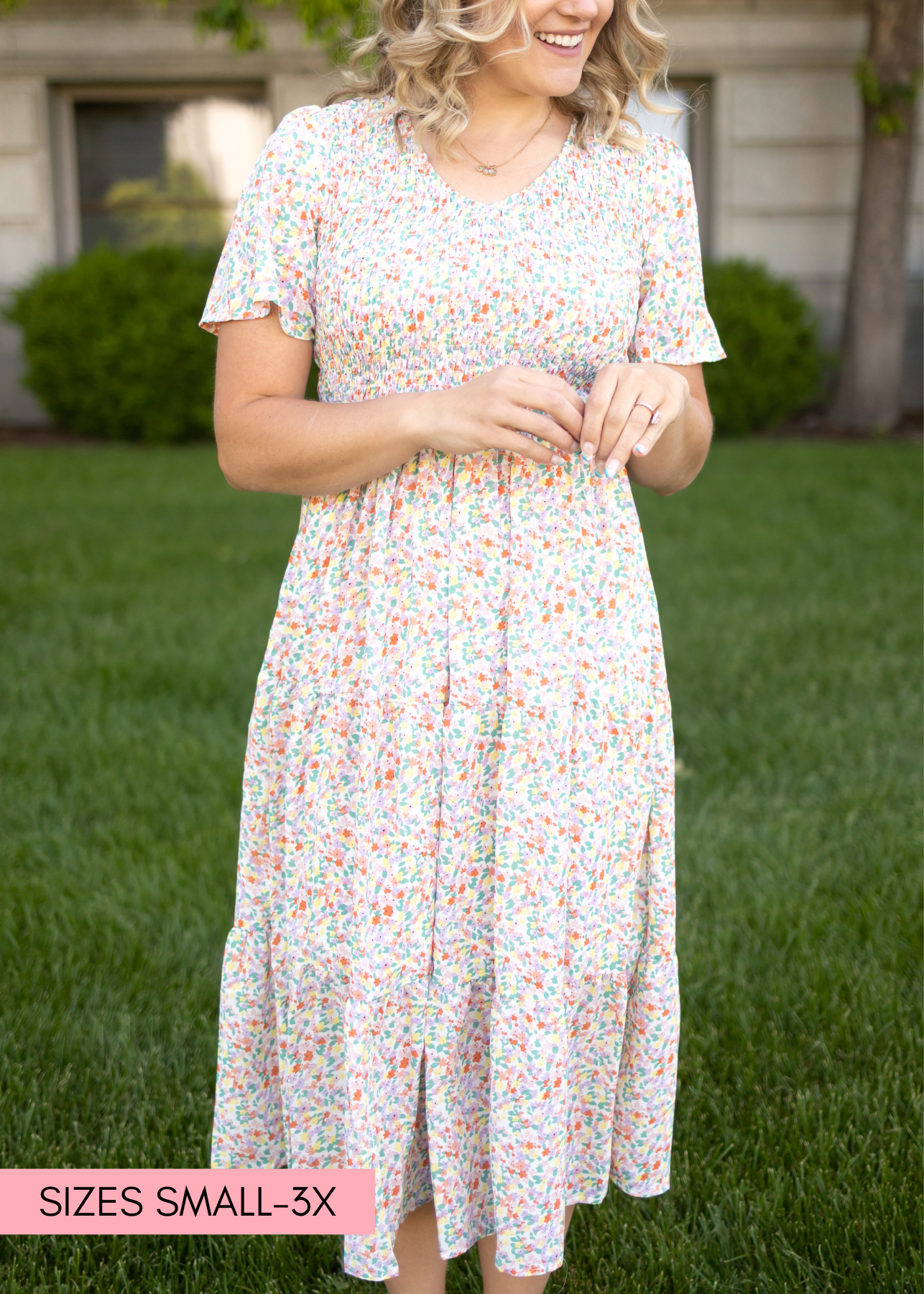 Khalani Coral Floral Dress