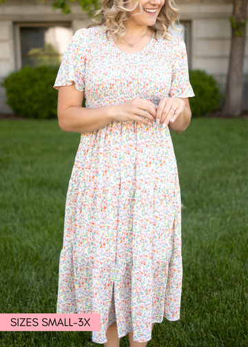 Khalani Coral Floral Dress