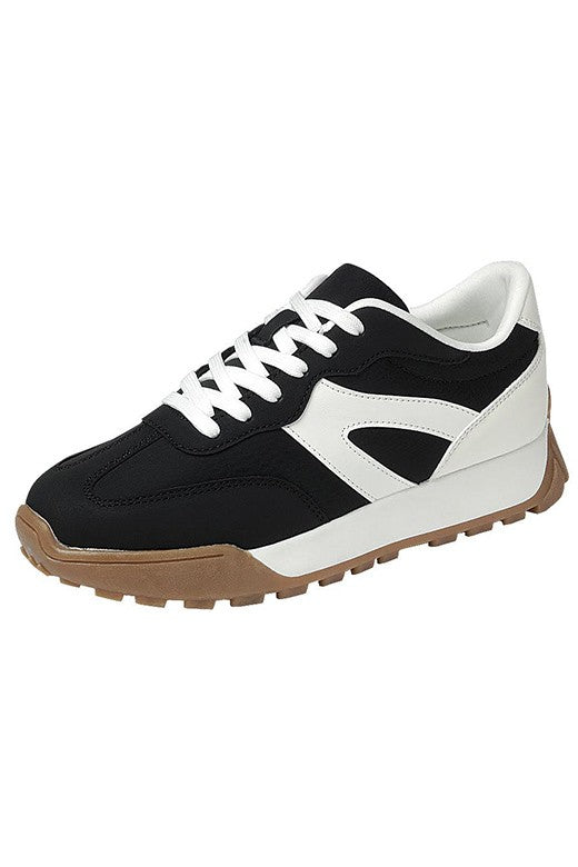 Kristen Black Lace Up Sneakers