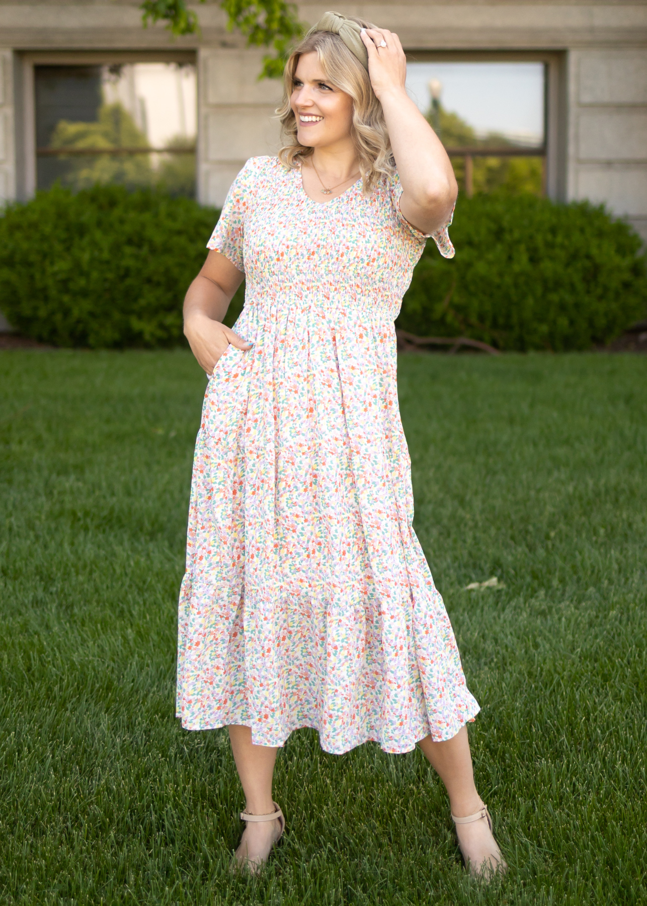 Khalani Coral Floral Dress