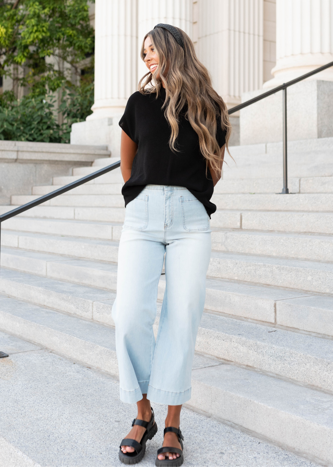 Elodie Light Denim Wide Leg Pants