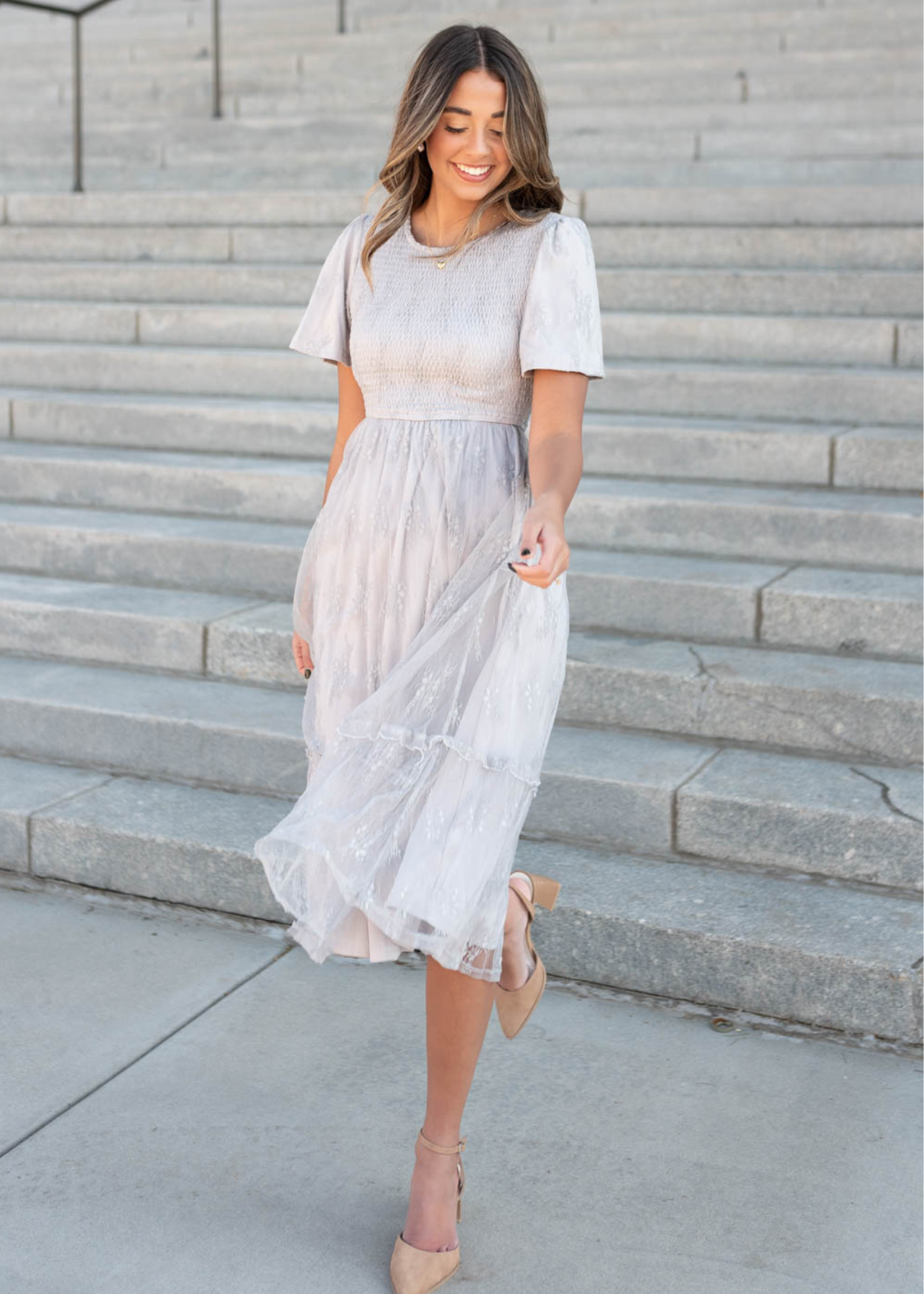 Charlotte Grey Floral Lace Dress