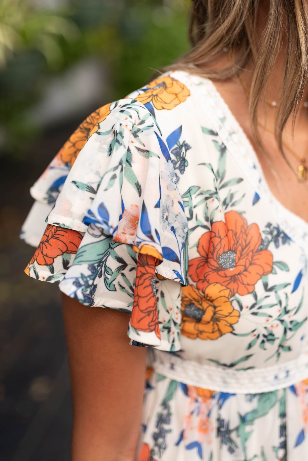 Adelaide Cream Floral Tiered Dress