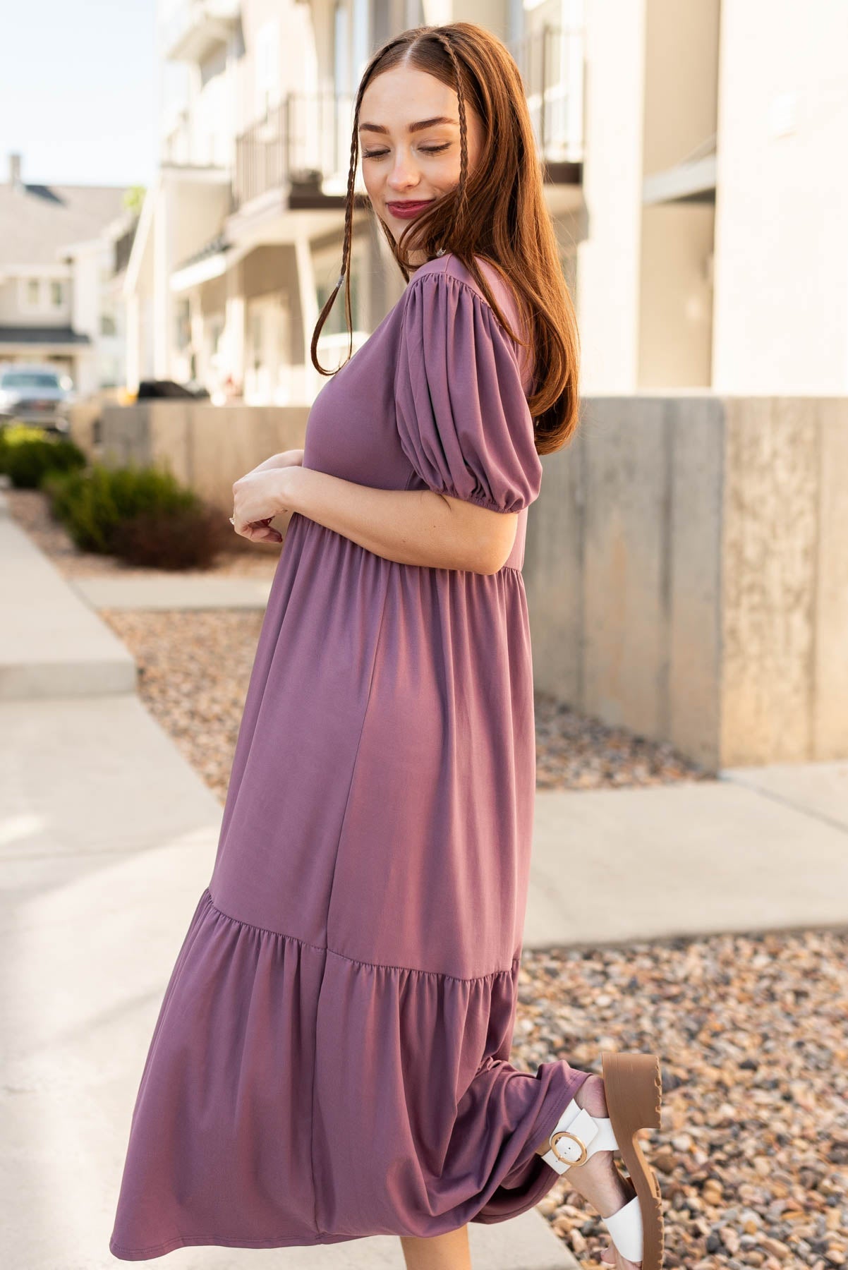 Adria Lavender Tiered Dress