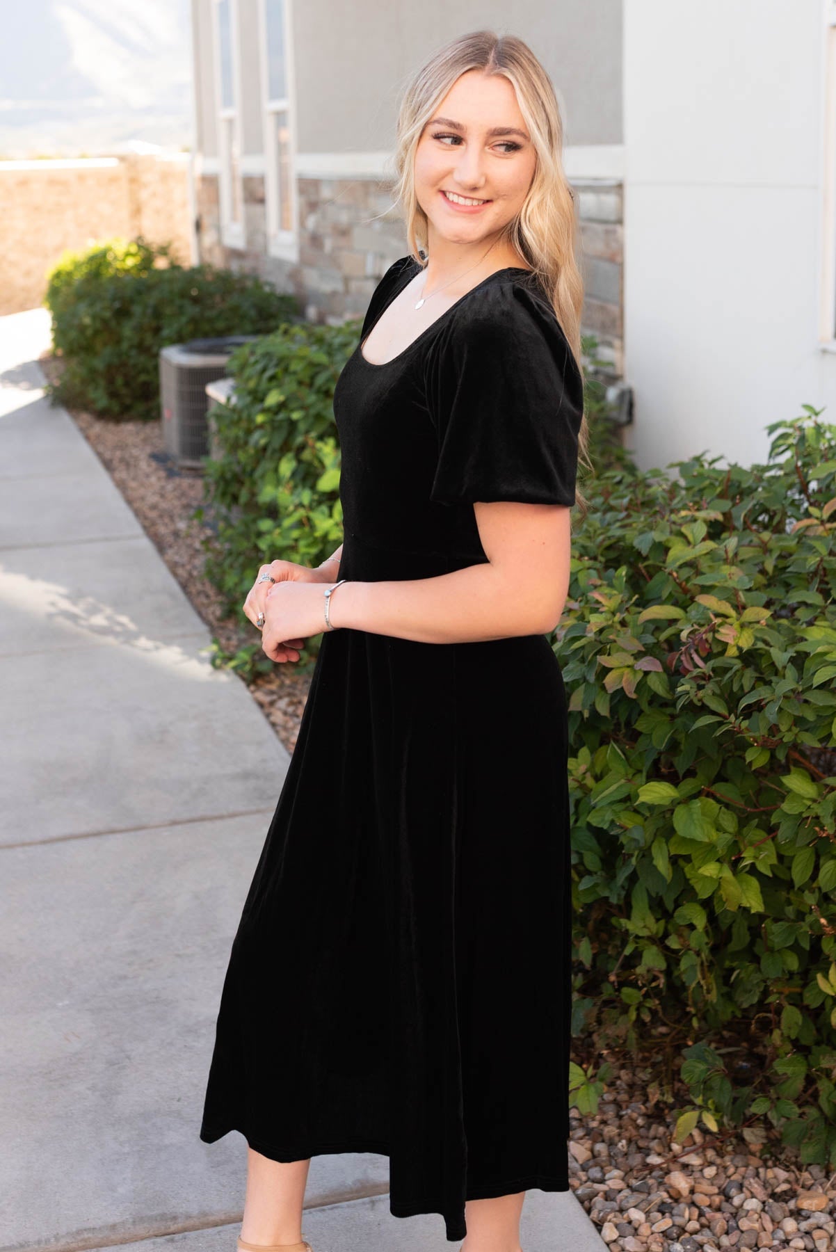 Alexa Black Velvet Dress
