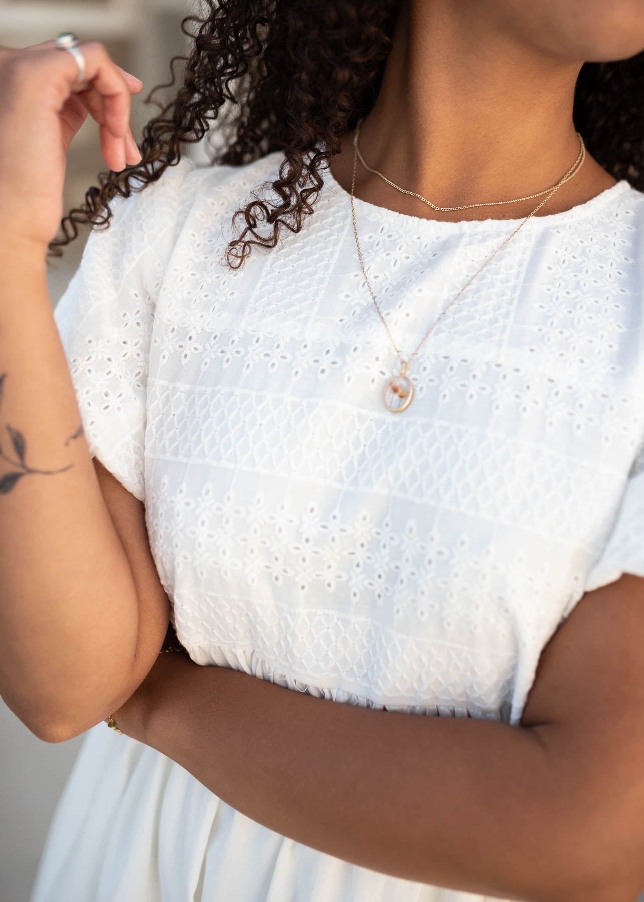 Alison White Embroidered Dress