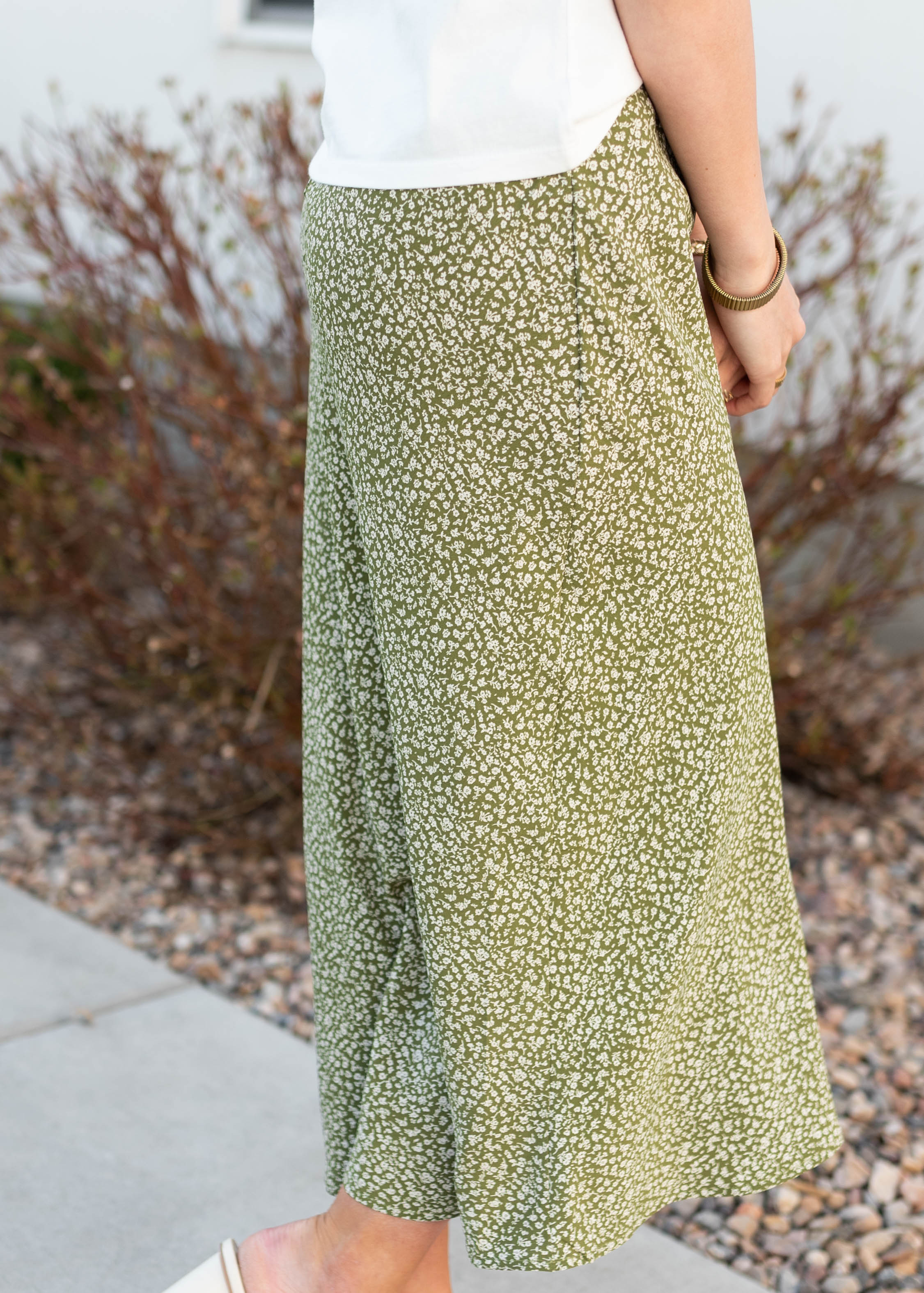 Analee Green Floral Skirt