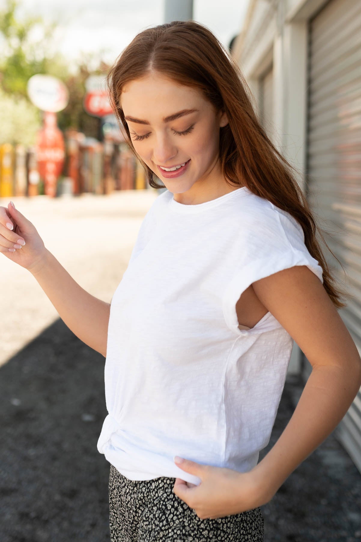 Angie White Knot Basic Top