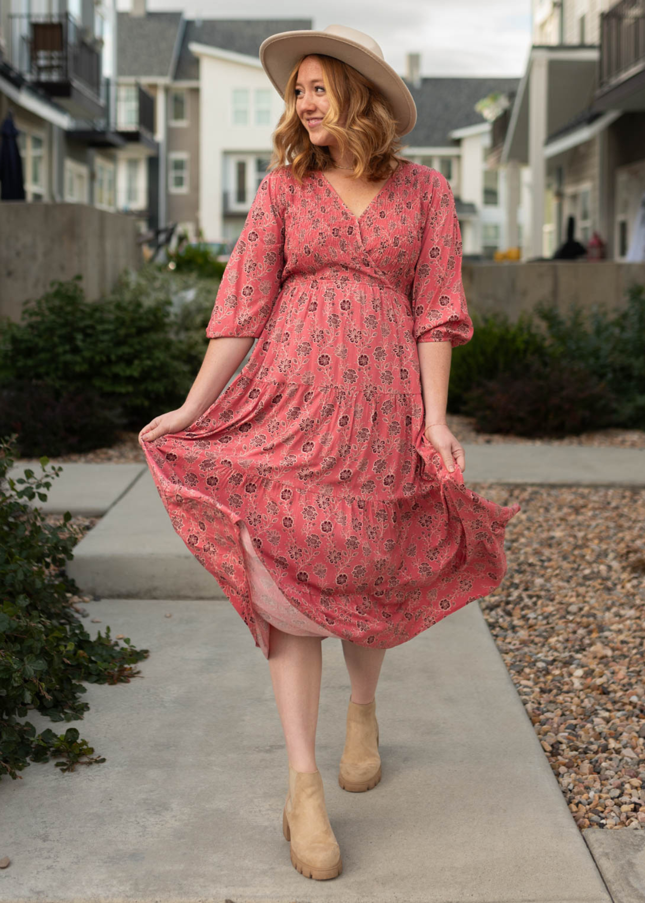 Audrey Pink Floral Dress