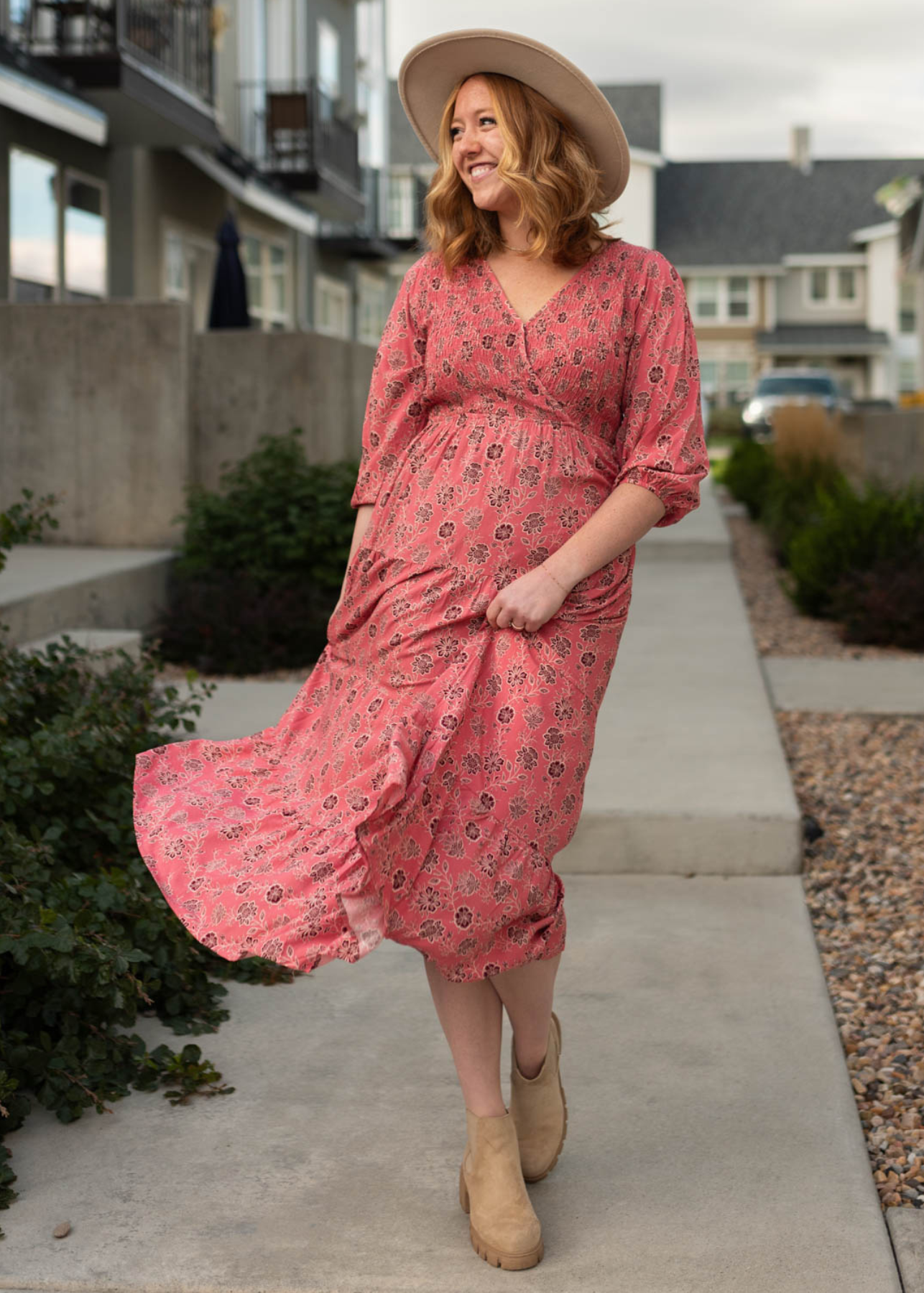 Audrey Pink Floral Dress