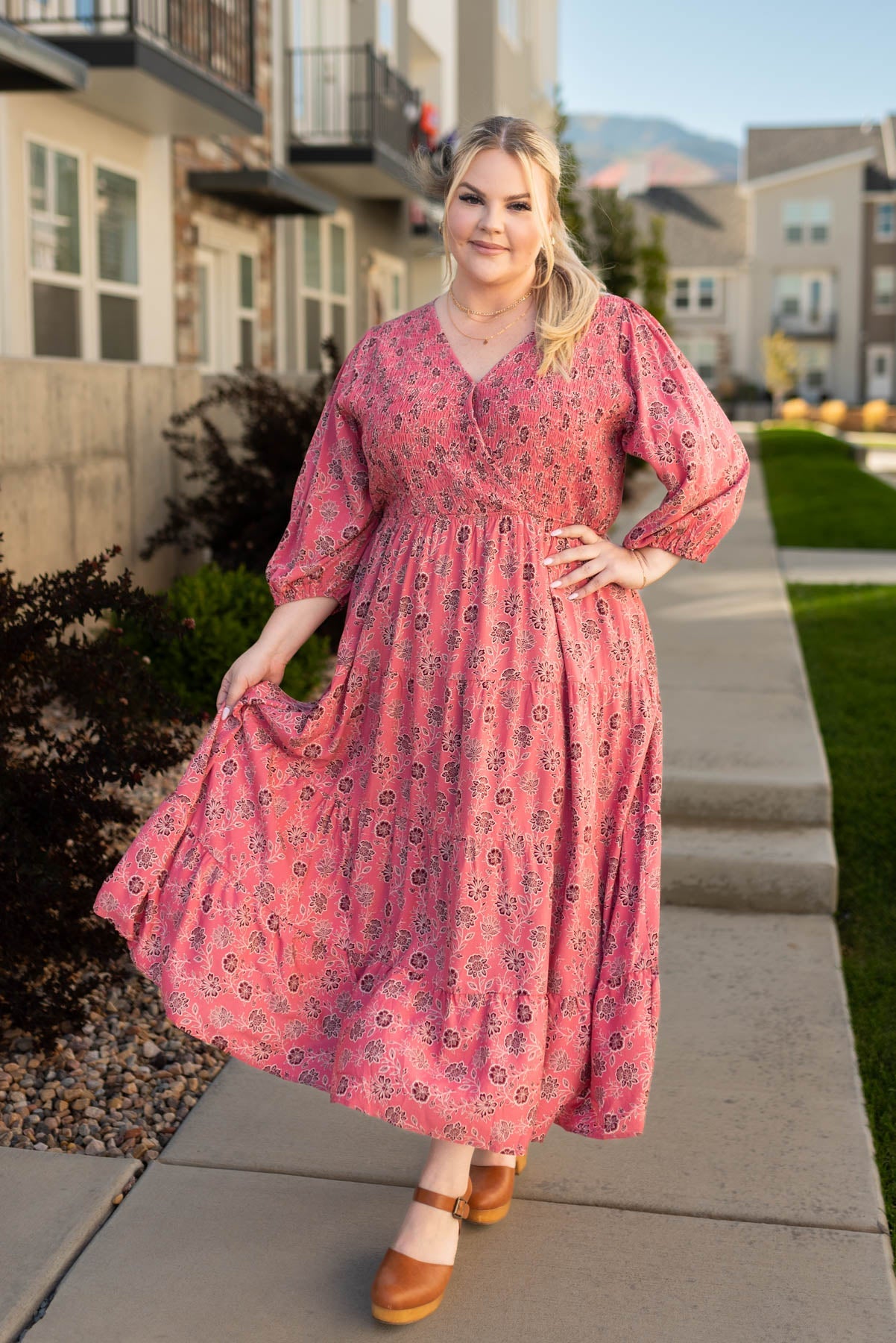 Audrey Pink Floral Dress