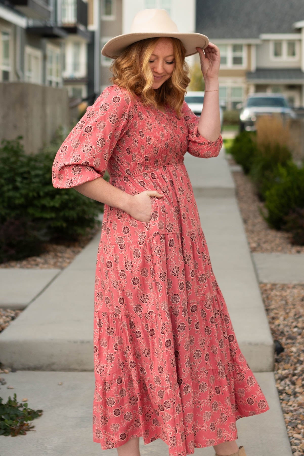 Audrey Pink Floral Dress