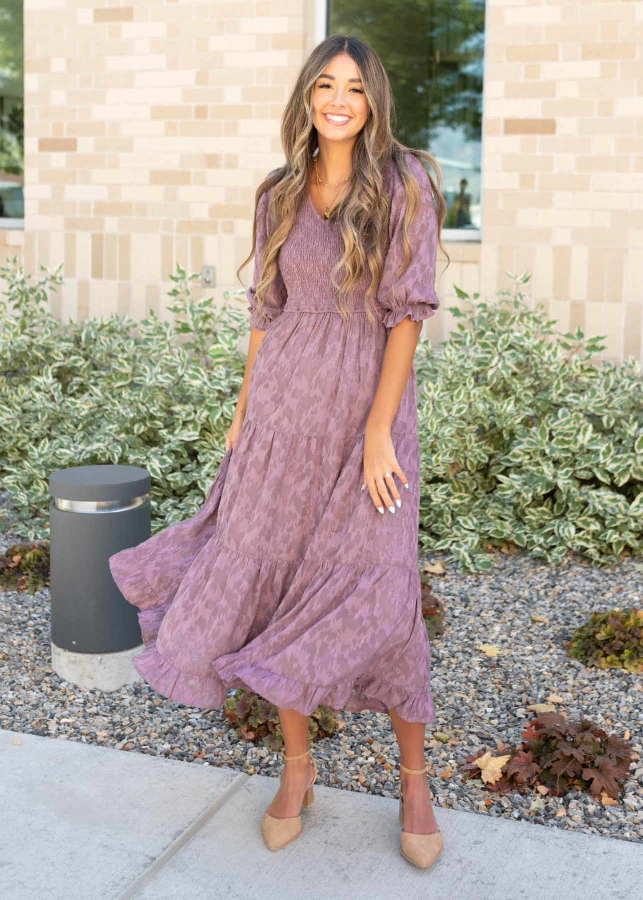 Ava Dusty Lilac Floral Dress