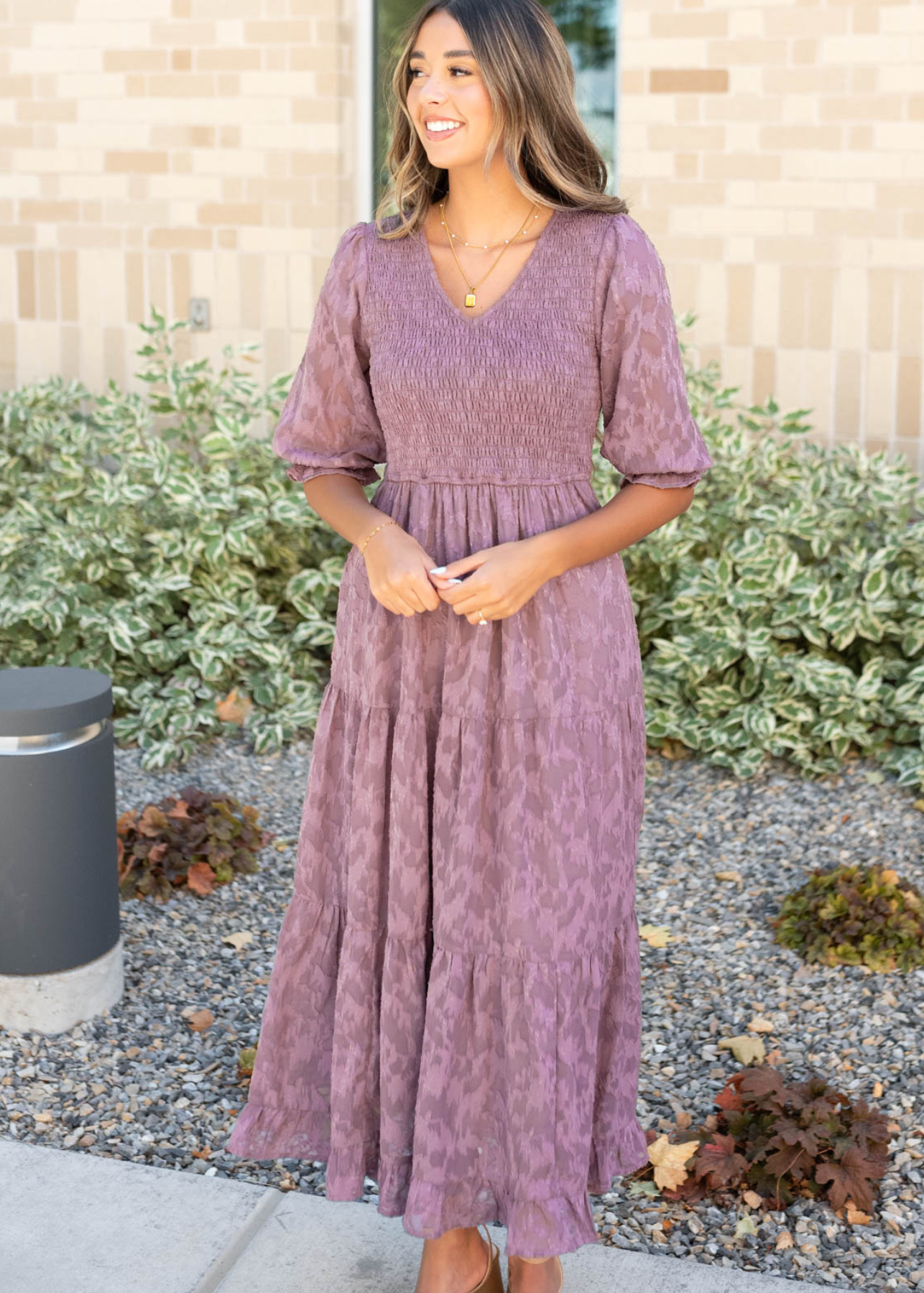 Ava Dusty Lilac Floral Dress