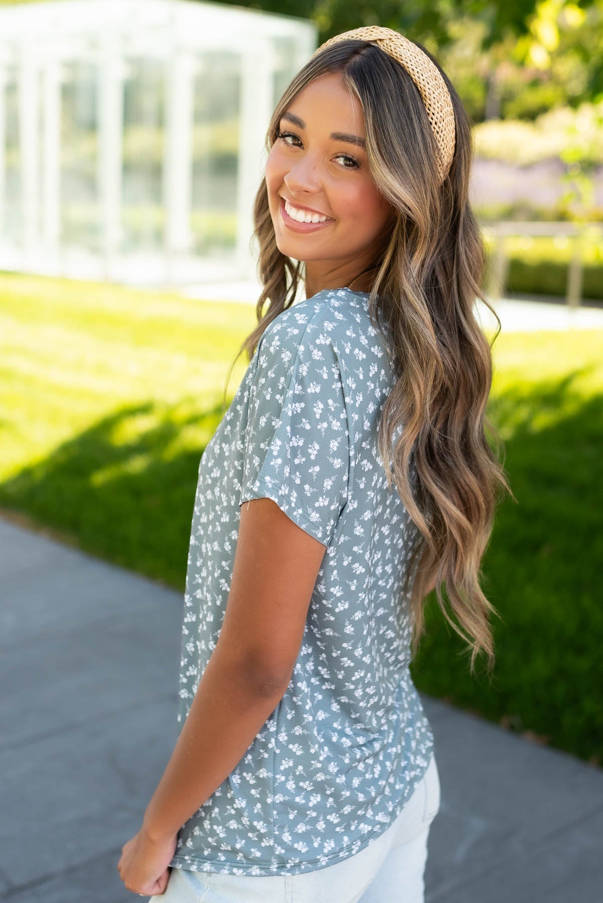 Avalynn Seafoam Green Floral Top