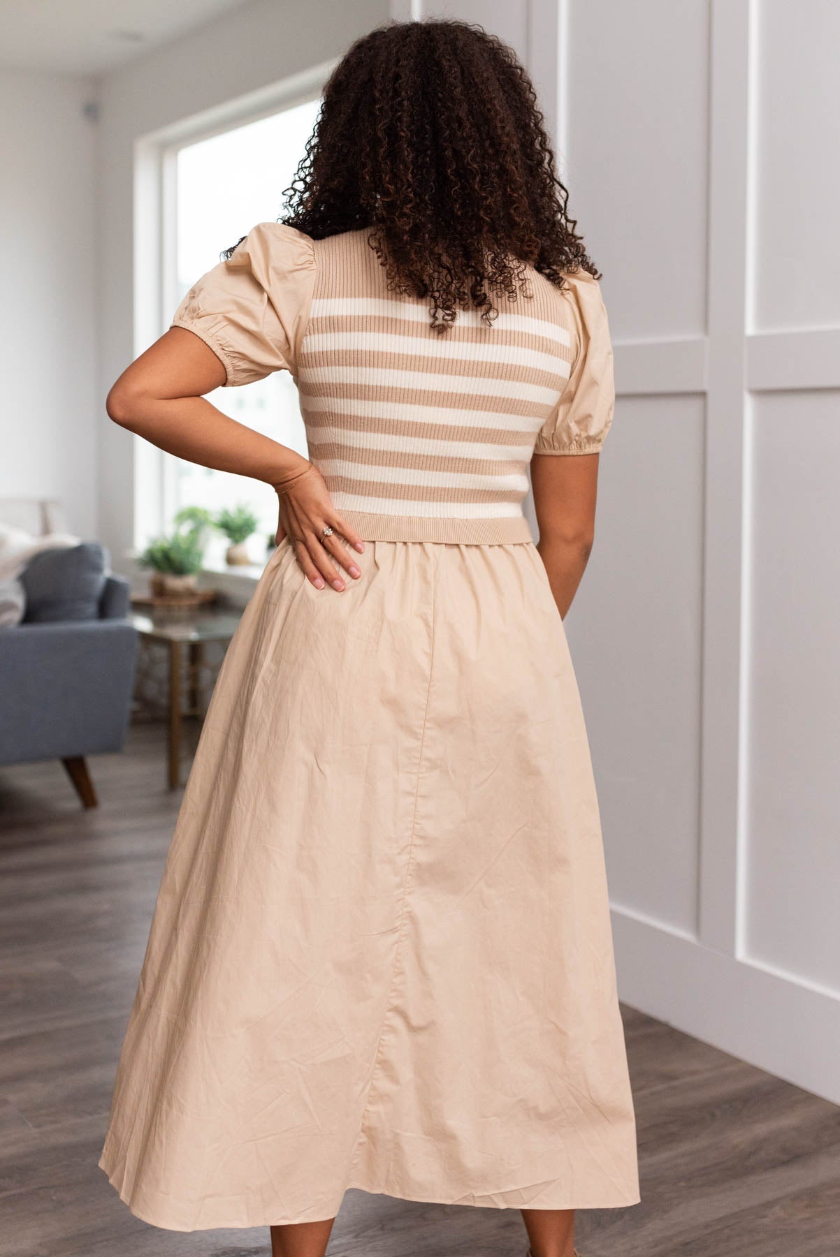 Avery Sand Stripe Knit Dress