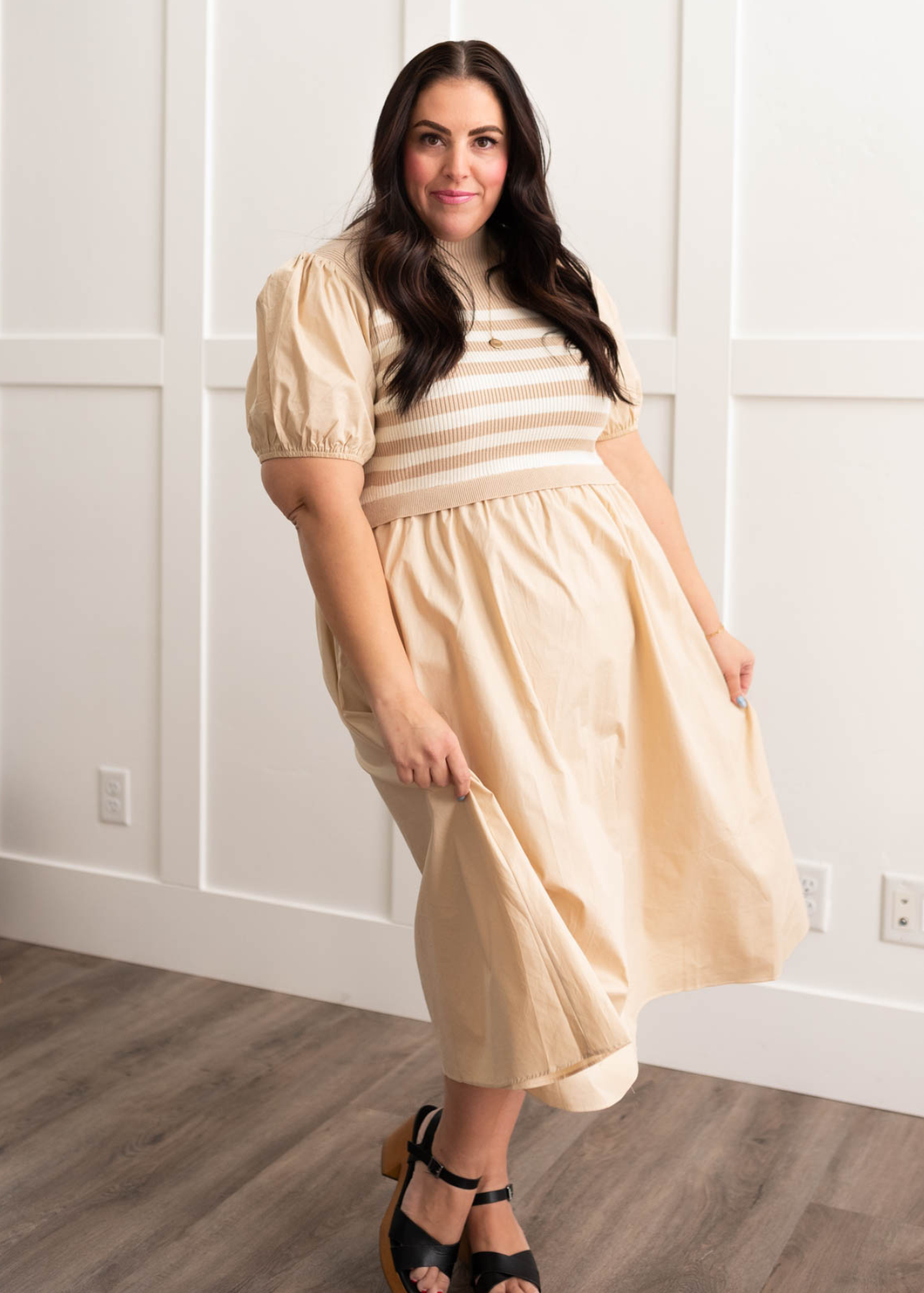 Avery Sand Stripe Knit Dress